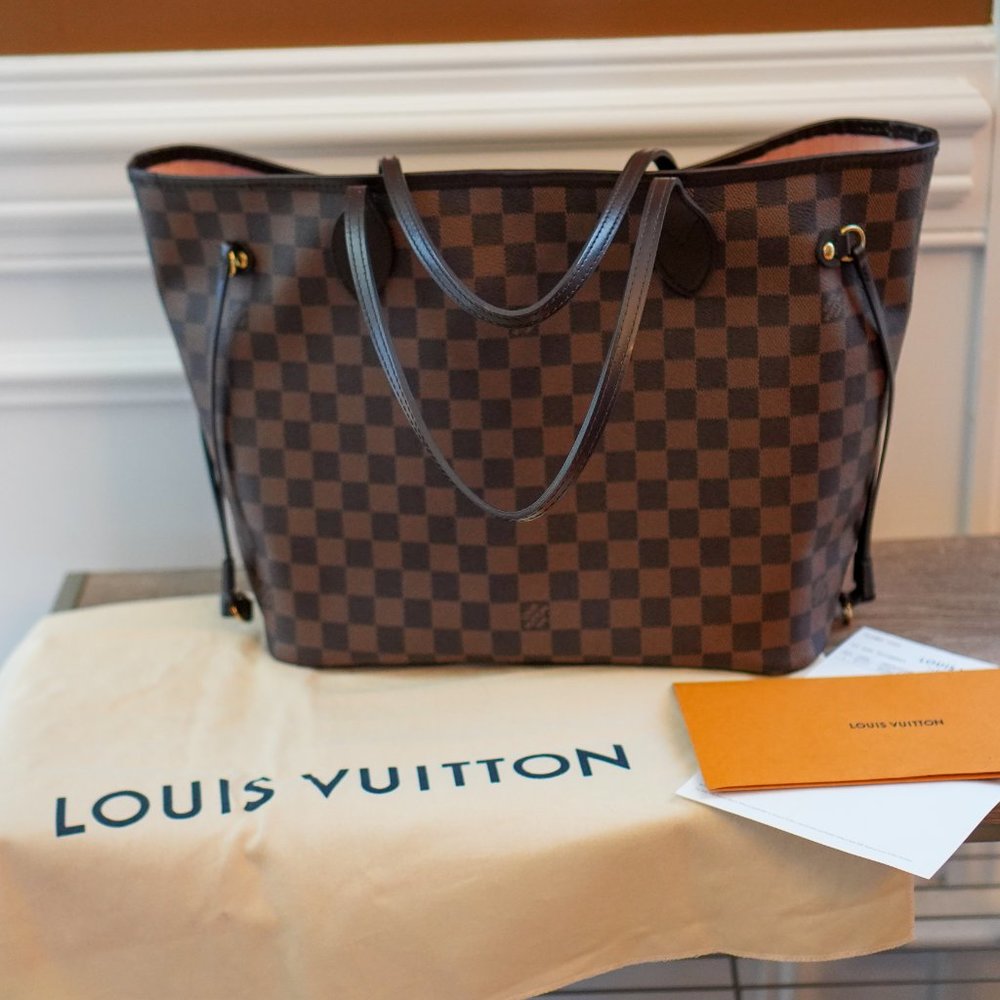 Neverfull MM Damier Ebene Tote Rose Ballerine